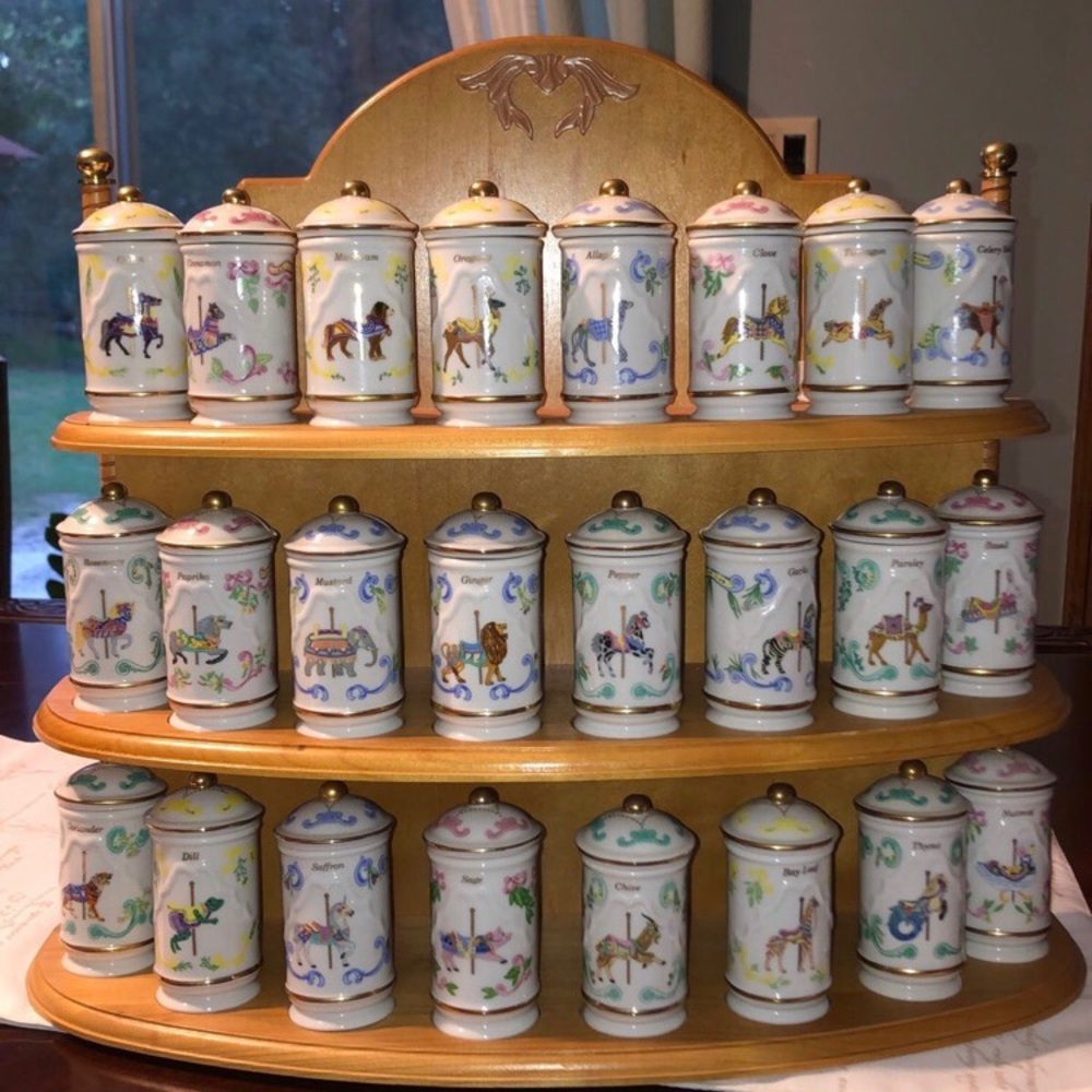 Lenox spice jars 1993 Carousel Collection